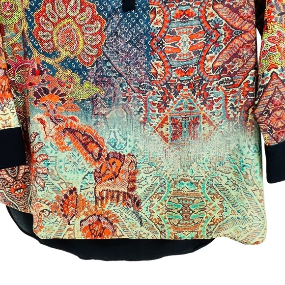 Soft Surroundings Boho Agra Tunic Top Paisley Floral Print Blouse - Sz XSP - Picture 7 of 15